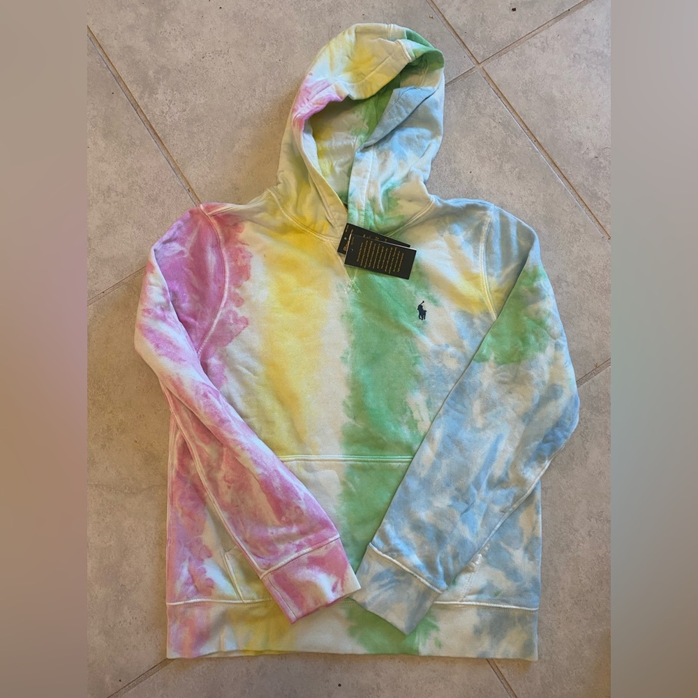Ralph Lauren POLO tie dye hoodie BOYS large 14/16 NWT